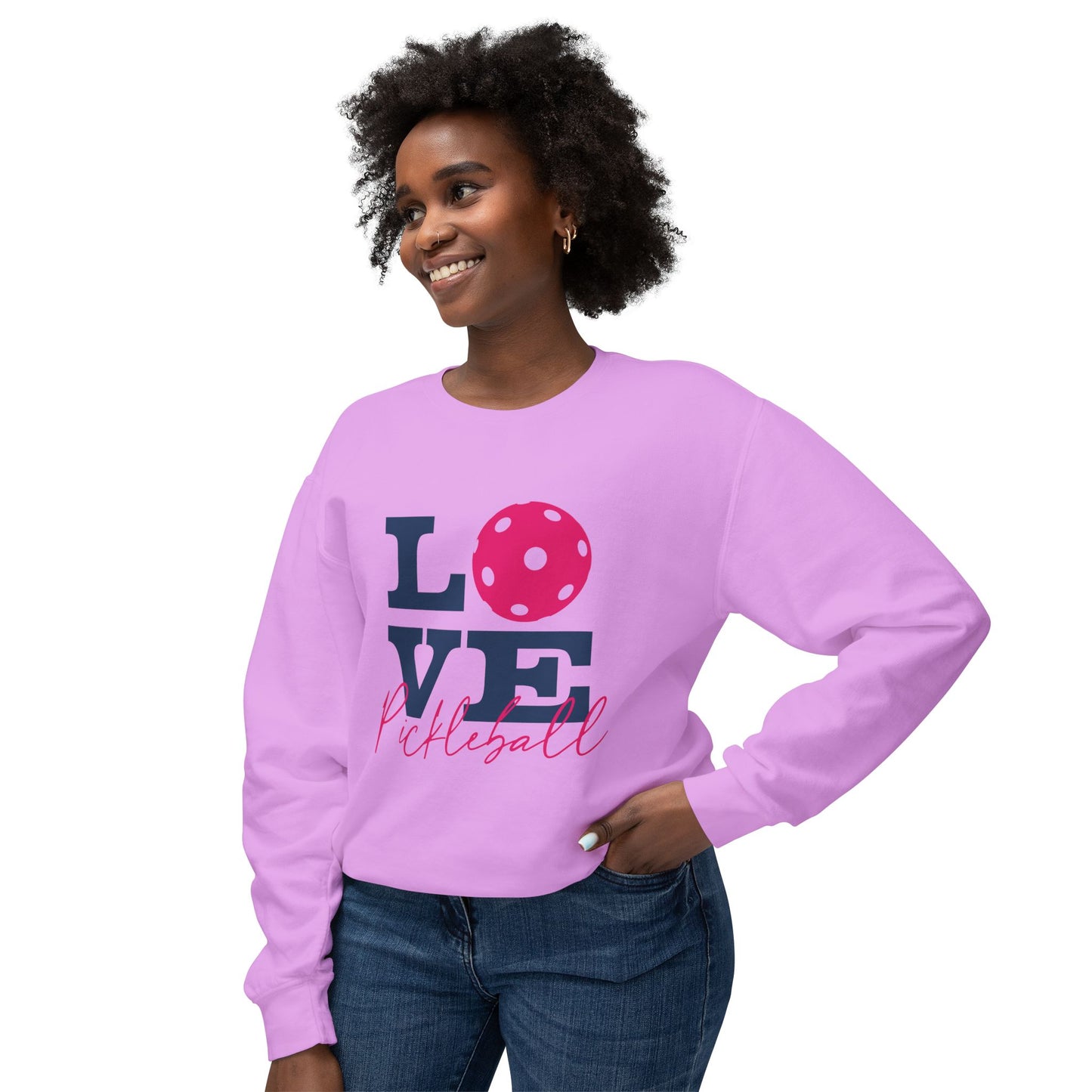 Love Pickleball I Unisex Lightweight Crewneck Sweatshirt