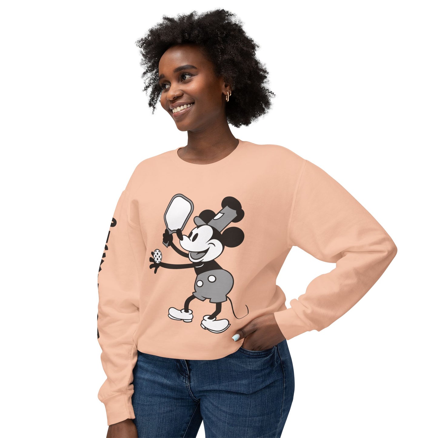 Steamboat Mickey Pickleball Unisex Lightweight Crewneck Sweatshirt