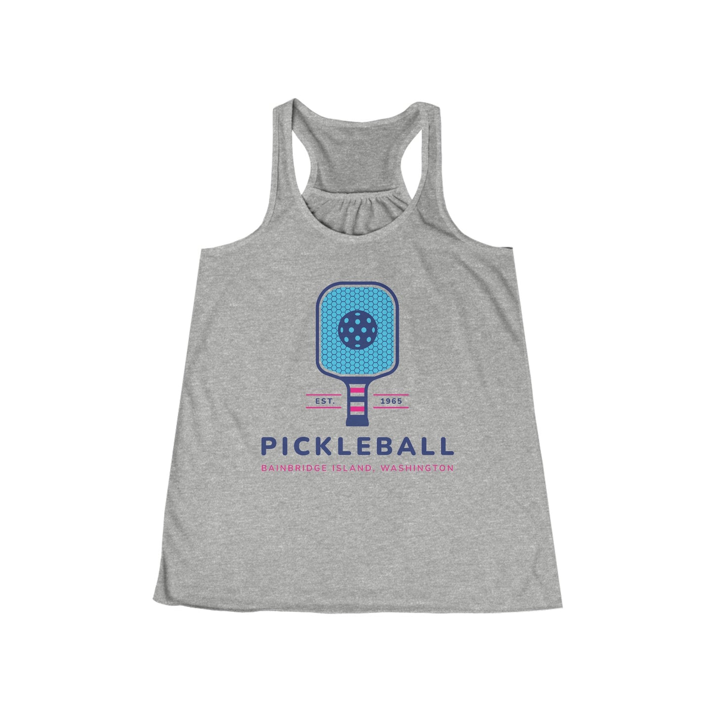 1965 Pickleball Blue Paddle Women's Flowy Racerback Tank