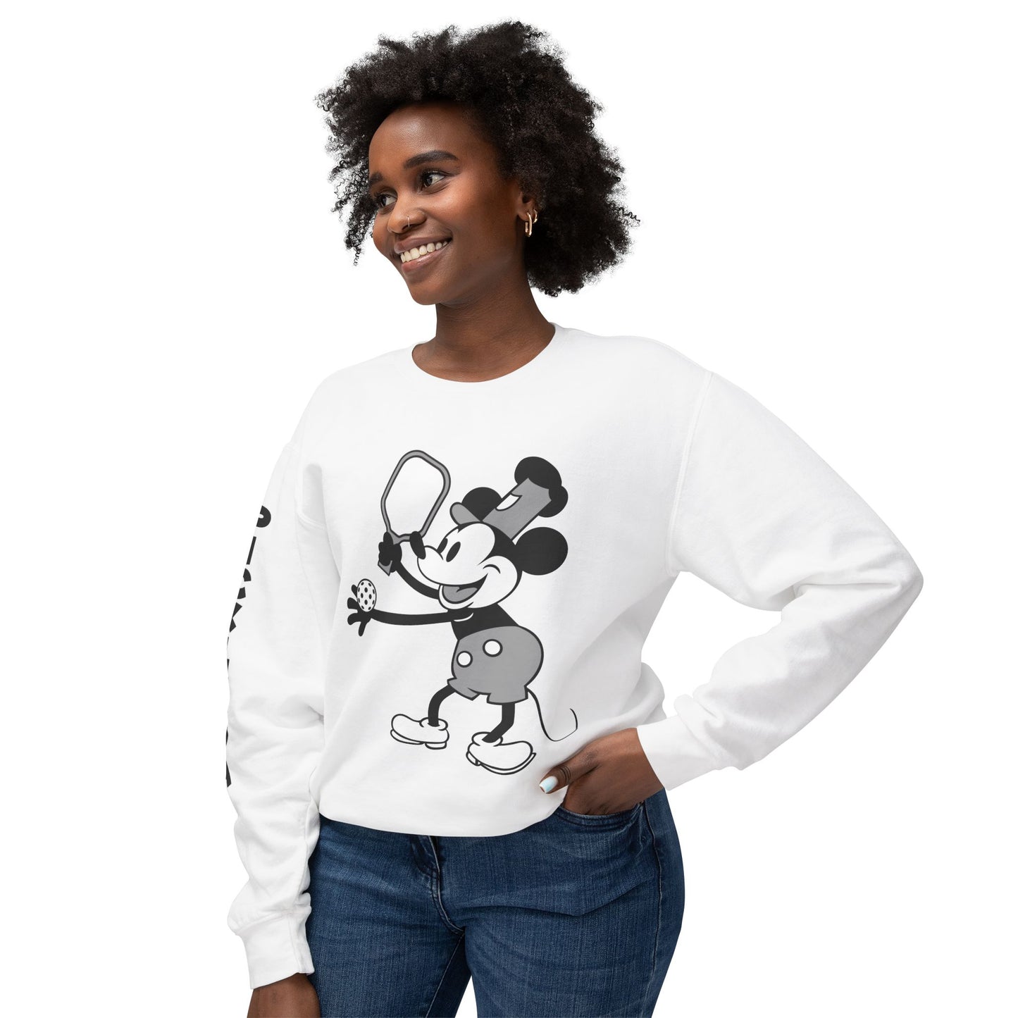 Steamboat Mickey Pickleball Unisex Lightweight Crewneck Sweatshirt