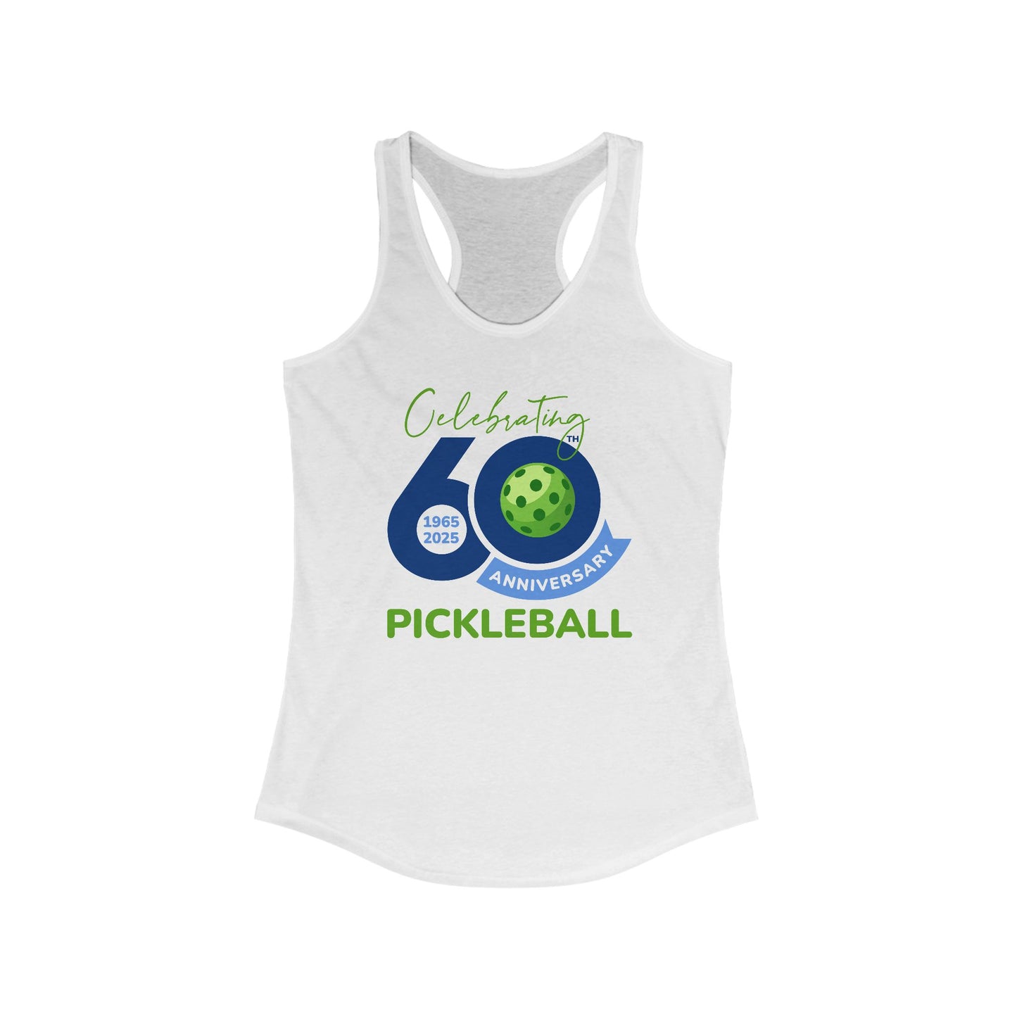 60th Anniversary Pickleball Racerback Tank for Women