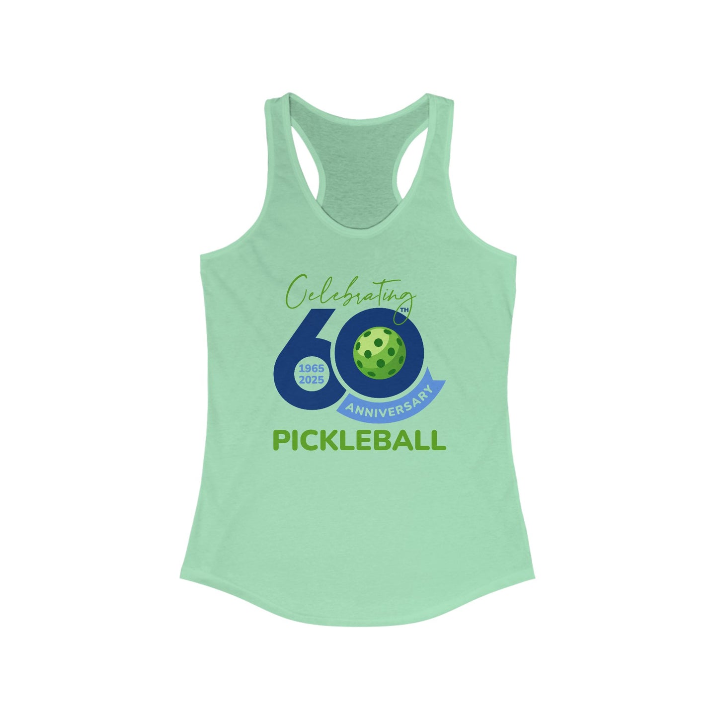 60th Anniversary Pickleball Racerback Tank for Women