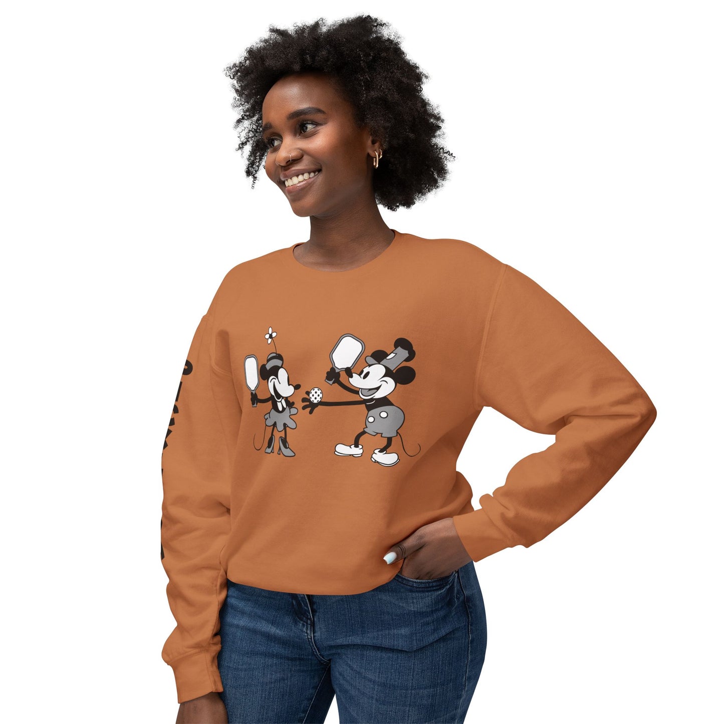 Steamboat Mickey Pickleball Game Unisex Lightweight Crewneck Sweatshirt