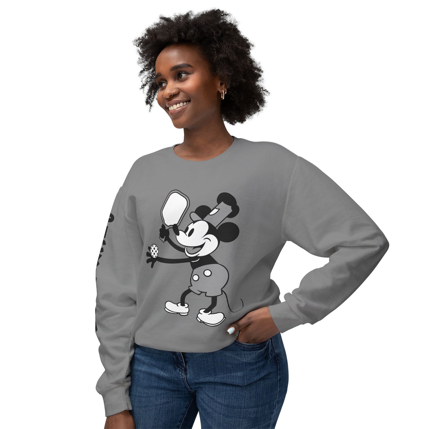 Steamboat Mickey Pickleball Unisex Lightweight Crewneck Sweatshirt