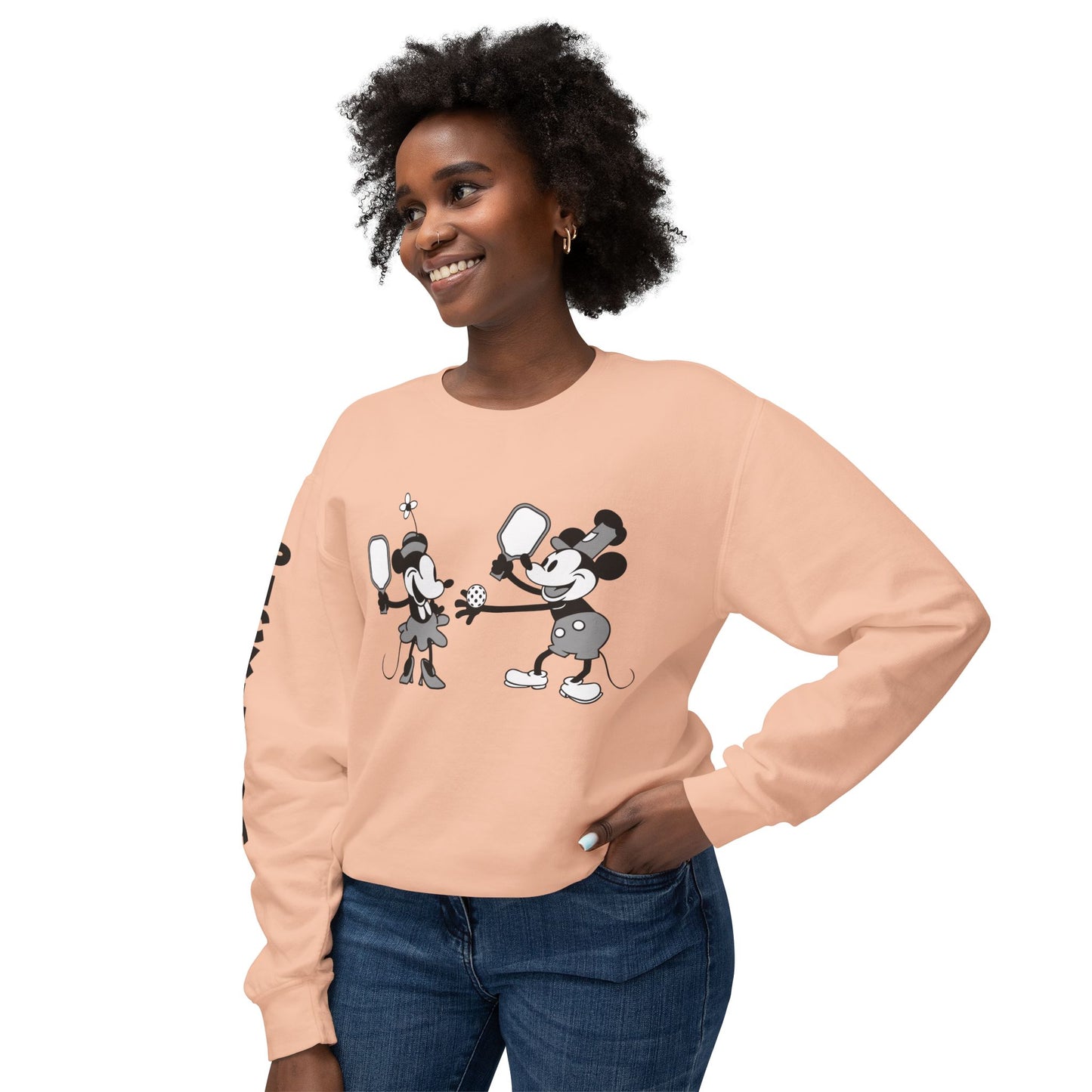 Steamboat Mickey Pickleball Game Unisex Lightweight Crewneck Sweatshirt