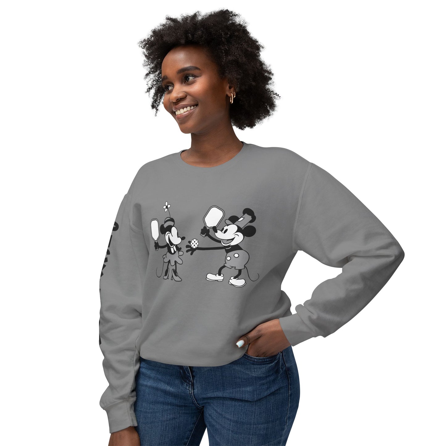Steamboat Mickey Pickleball Game Unisex Lightweight Crewneck Sweatshirt
