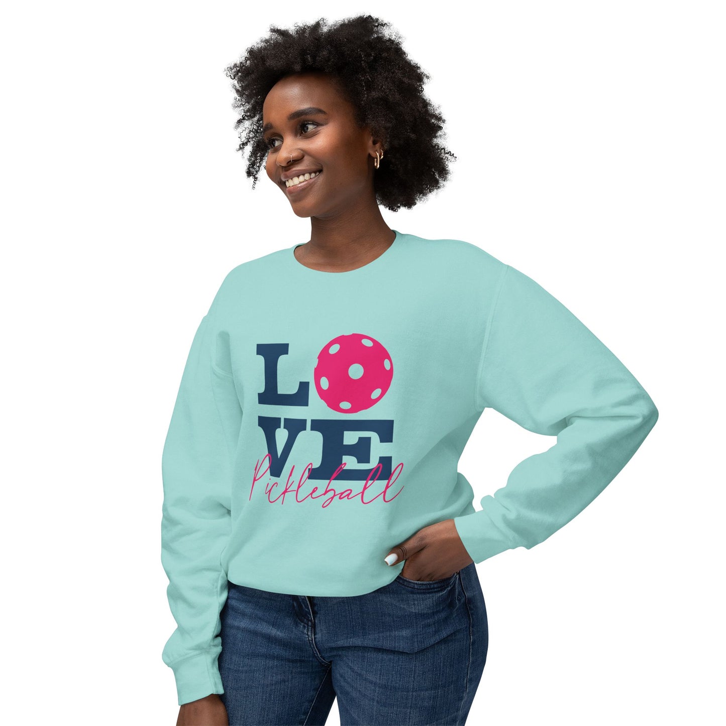 Love Pickleball I Unisex Lightweight Crewneck Sweatshirt