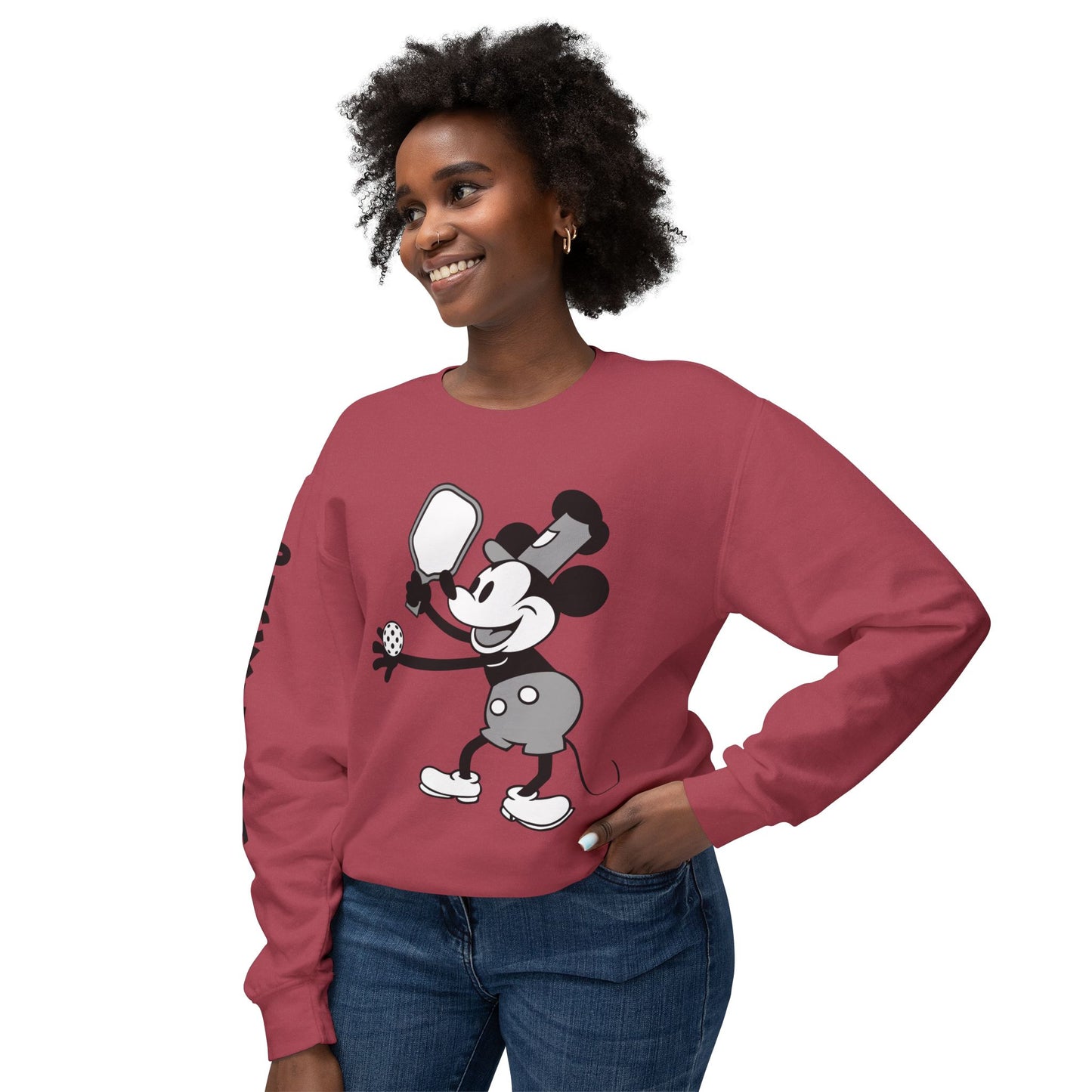 Steamboat Mickey Pickleball Unisex Lightweight Crewneck Sweatshirt