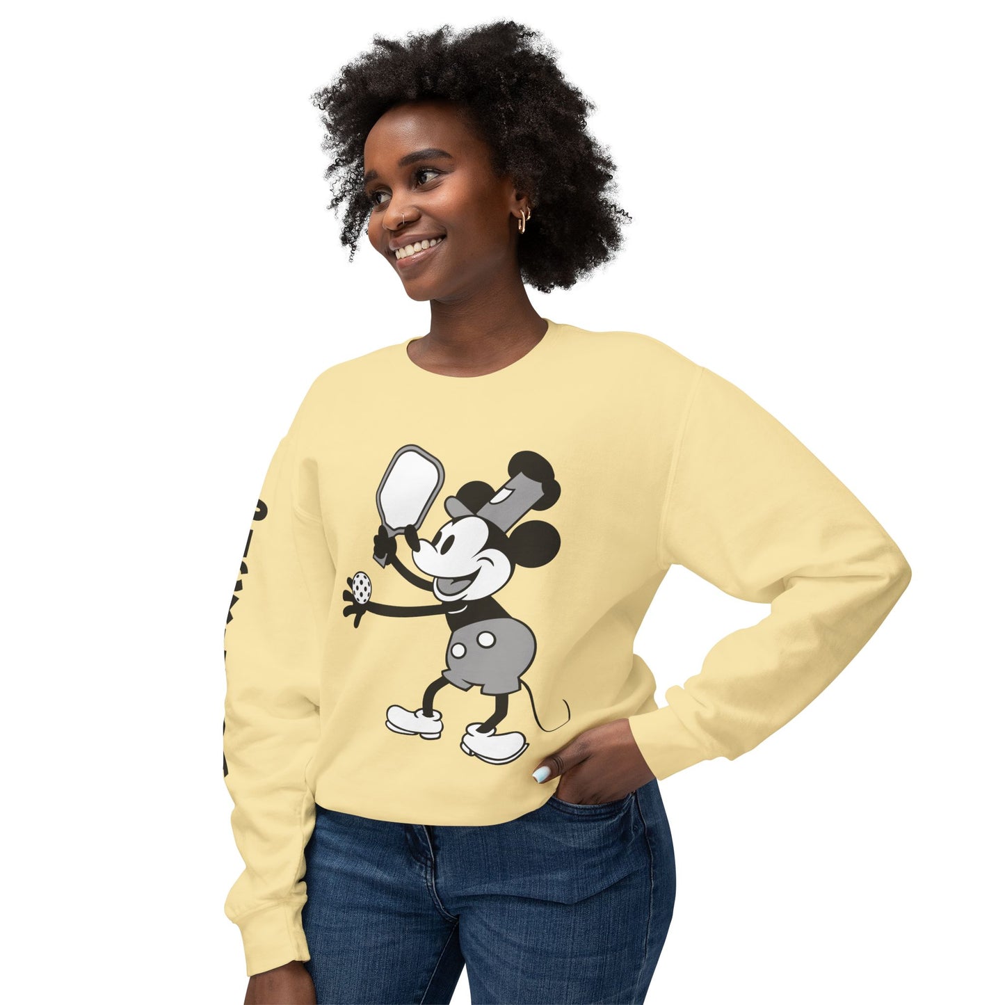 Steamboat Mickey Pickleball Unisex Lightweight Crewneck Sweatshirt