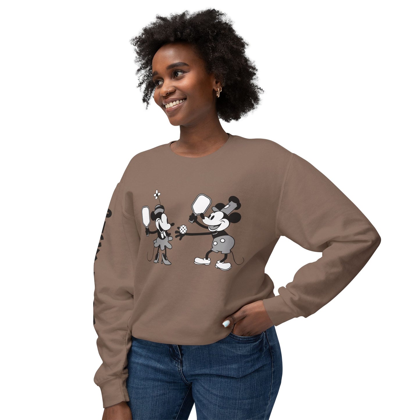Steamboat Mickey Pickleball Game Unisex Lightweight Crewneck Sweatshirt