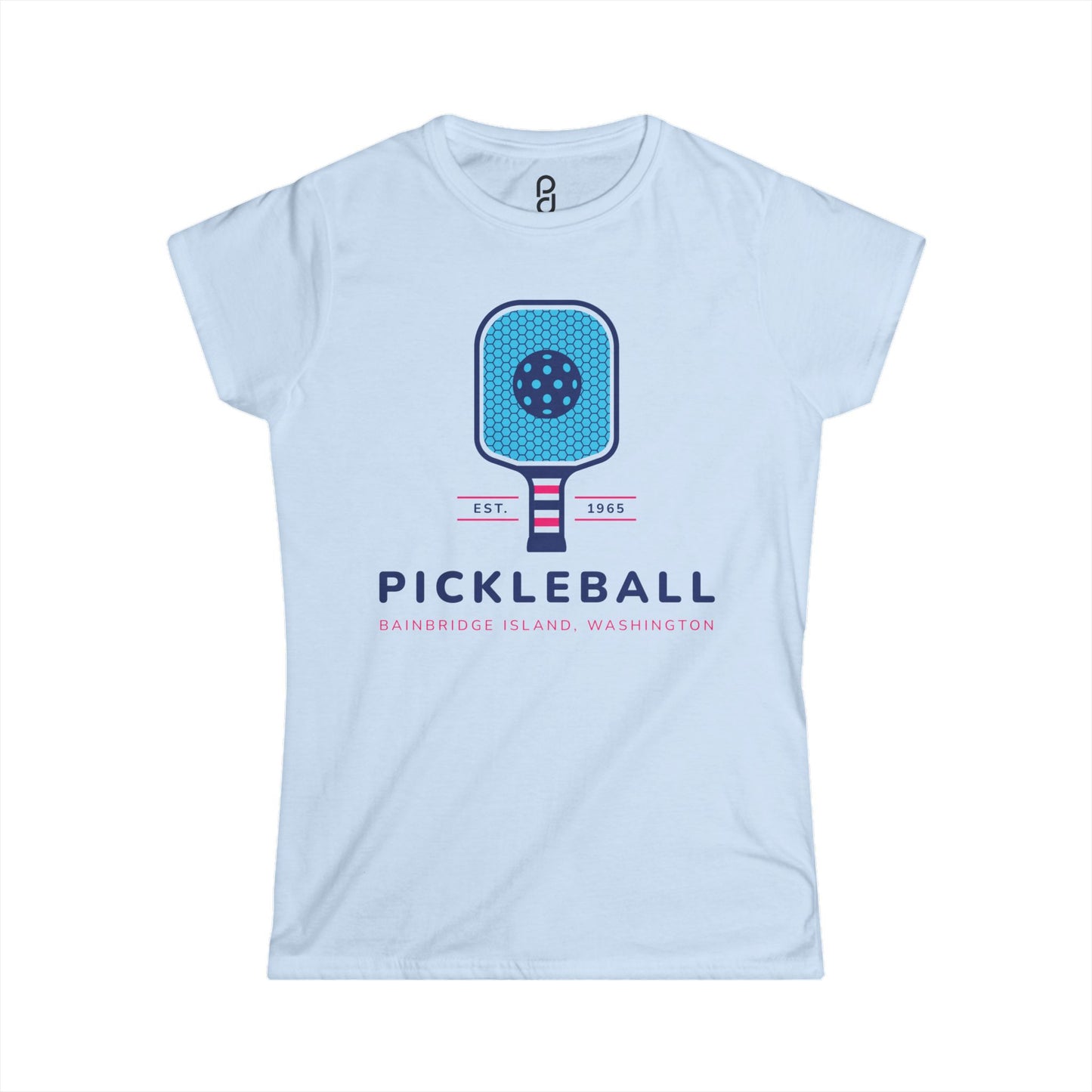 1965 Pickleball Blue Paddle Women's Softstyle Tee