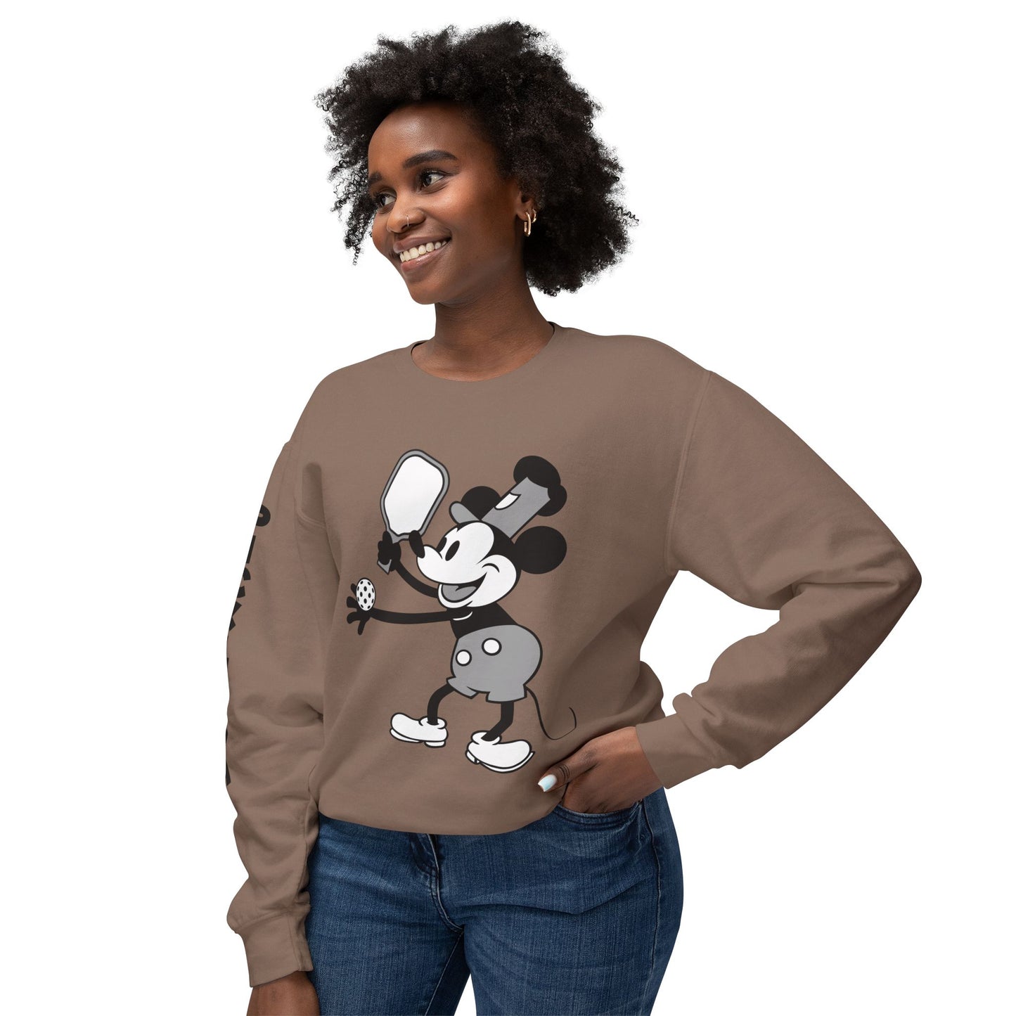 Steamboat Mickey Pickleball Unisex Lightweight Crewneck Sweatshirt