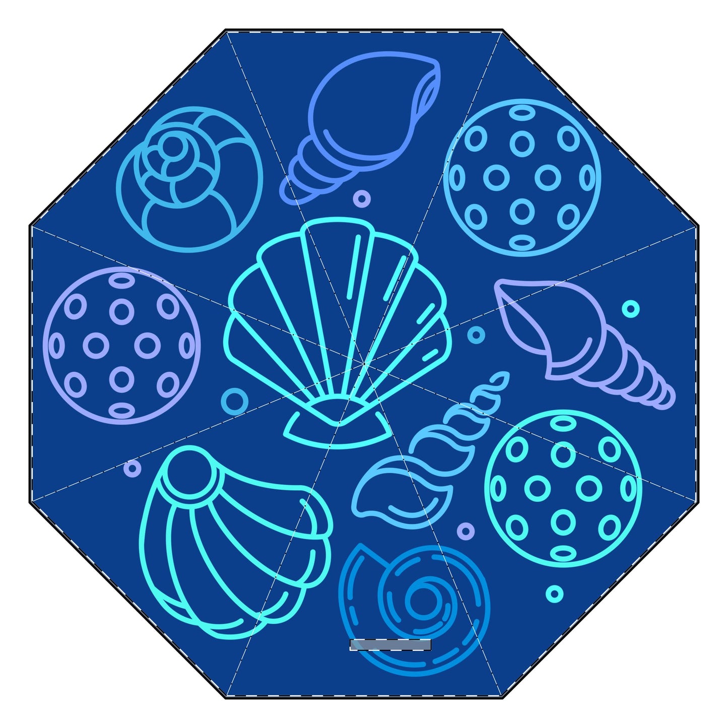 Pickleball Seashells Semi-Automatic Foldable Umbrella