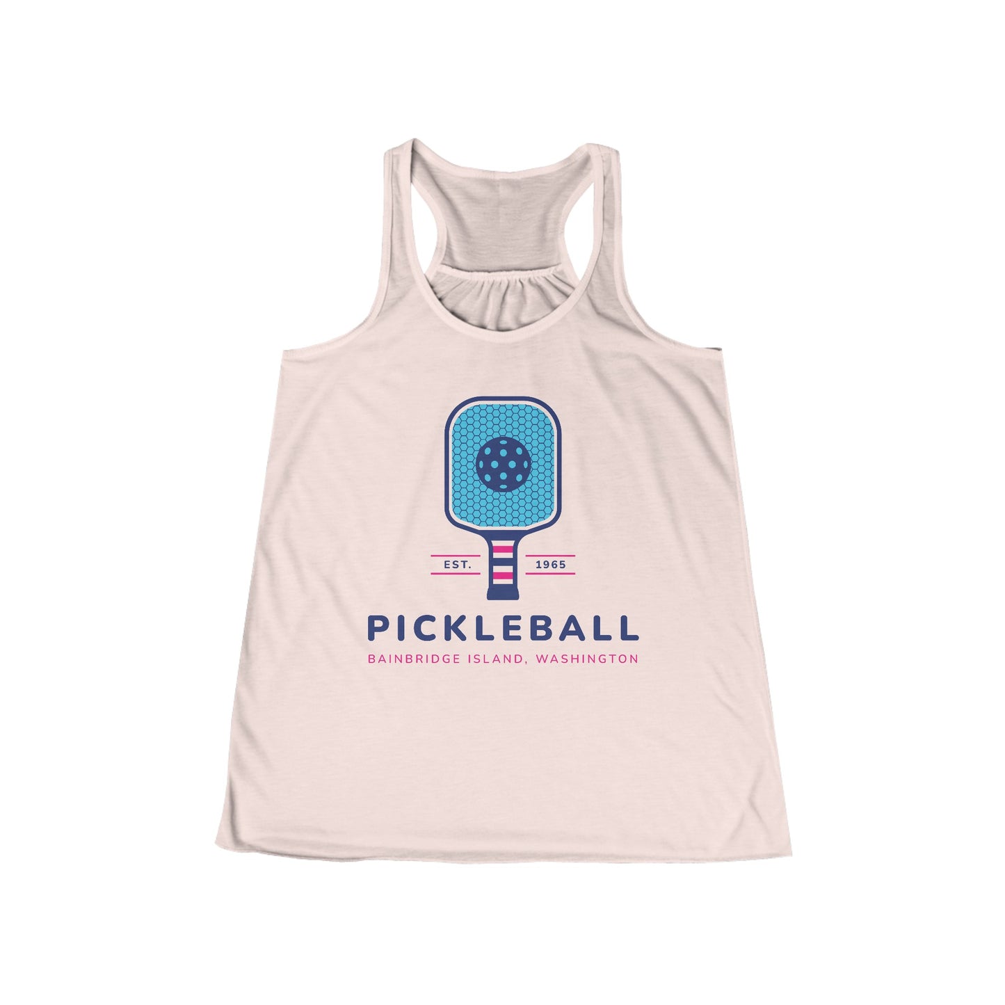 1965 Pickleball Blue Paddle Women's Flowy Racerback Tank