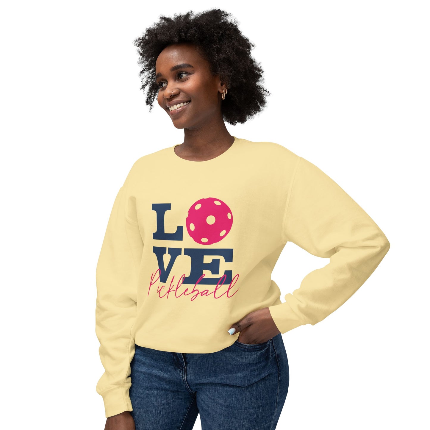 Love Pickleball I Unisex Lightweight Crewneck Sweatshirt