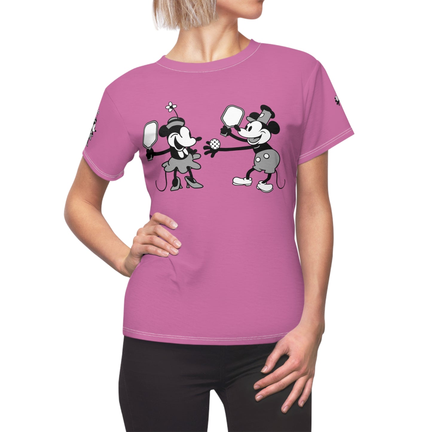 Steamboat Mickey Pickleball Game Pink Tee Shirt