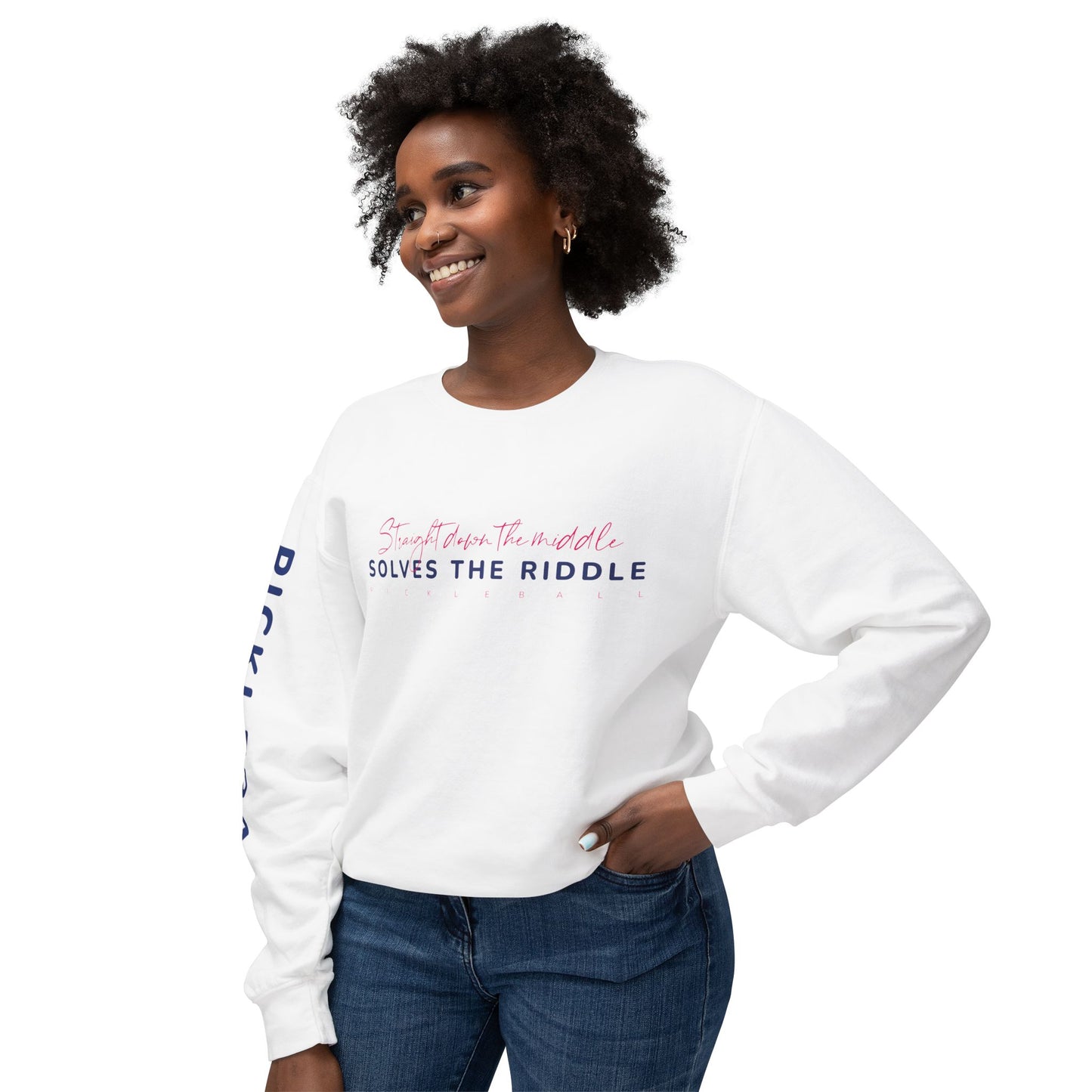 Straight Down the Middle Pickleball Unisex Lightweight Crewneck Sweatshirt
