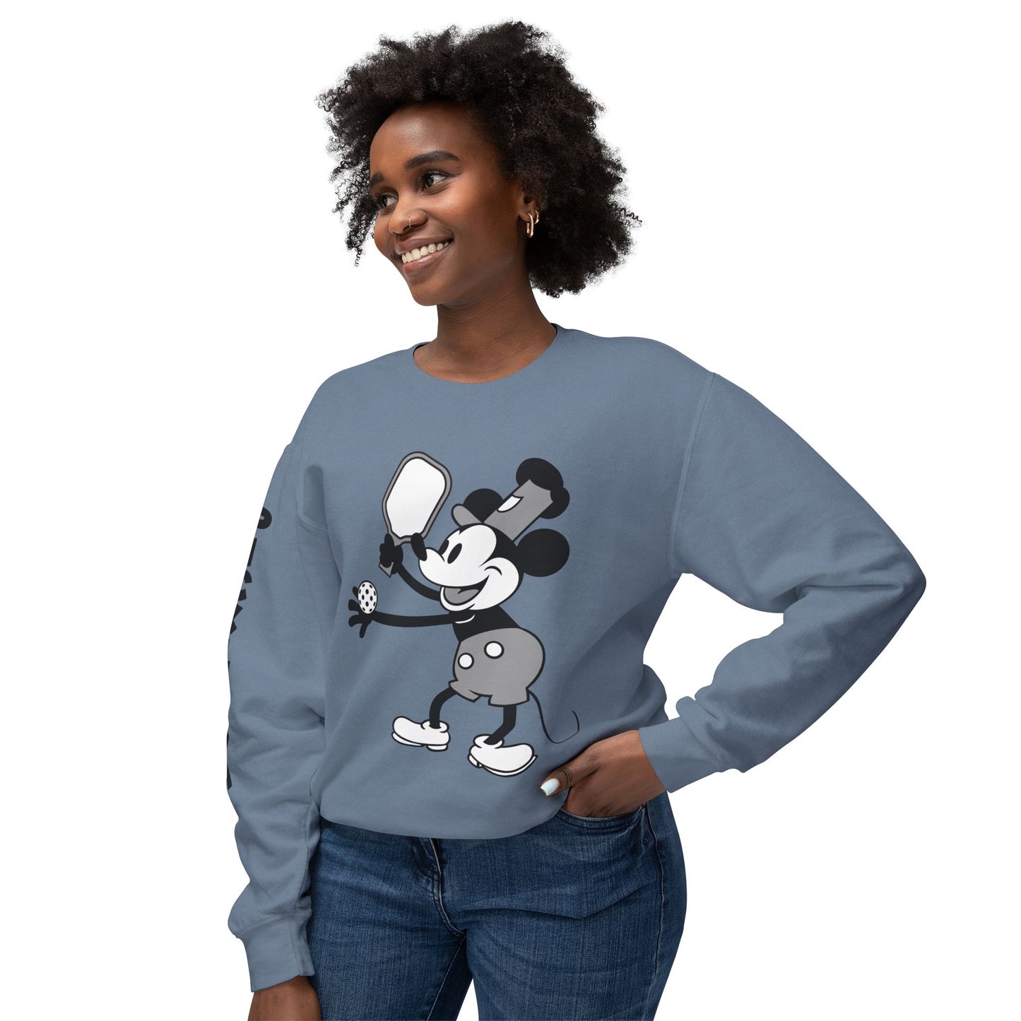 Steamboat Mickey Pickleball Unisex Lightweight Crewneck Sweatshirt