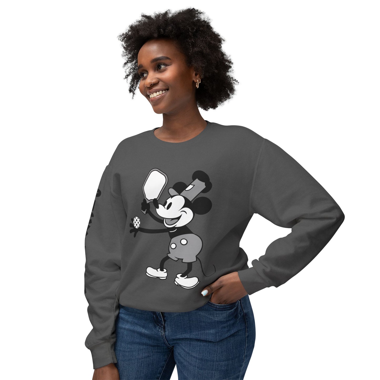 Steamboat Mickey Pickleball Unisex Lightweight Crewneck Sweatshirt