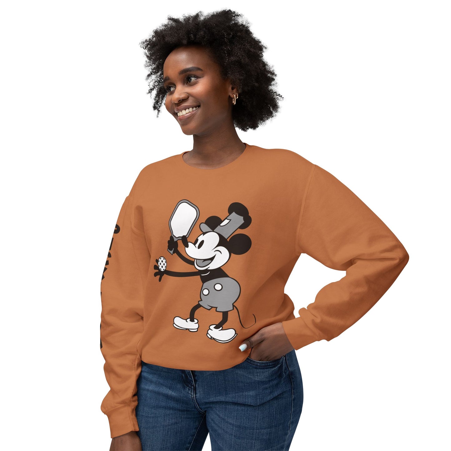 Steamboat Mickey Pickleball Unisex Lightweight Crewneck Sweatshirt