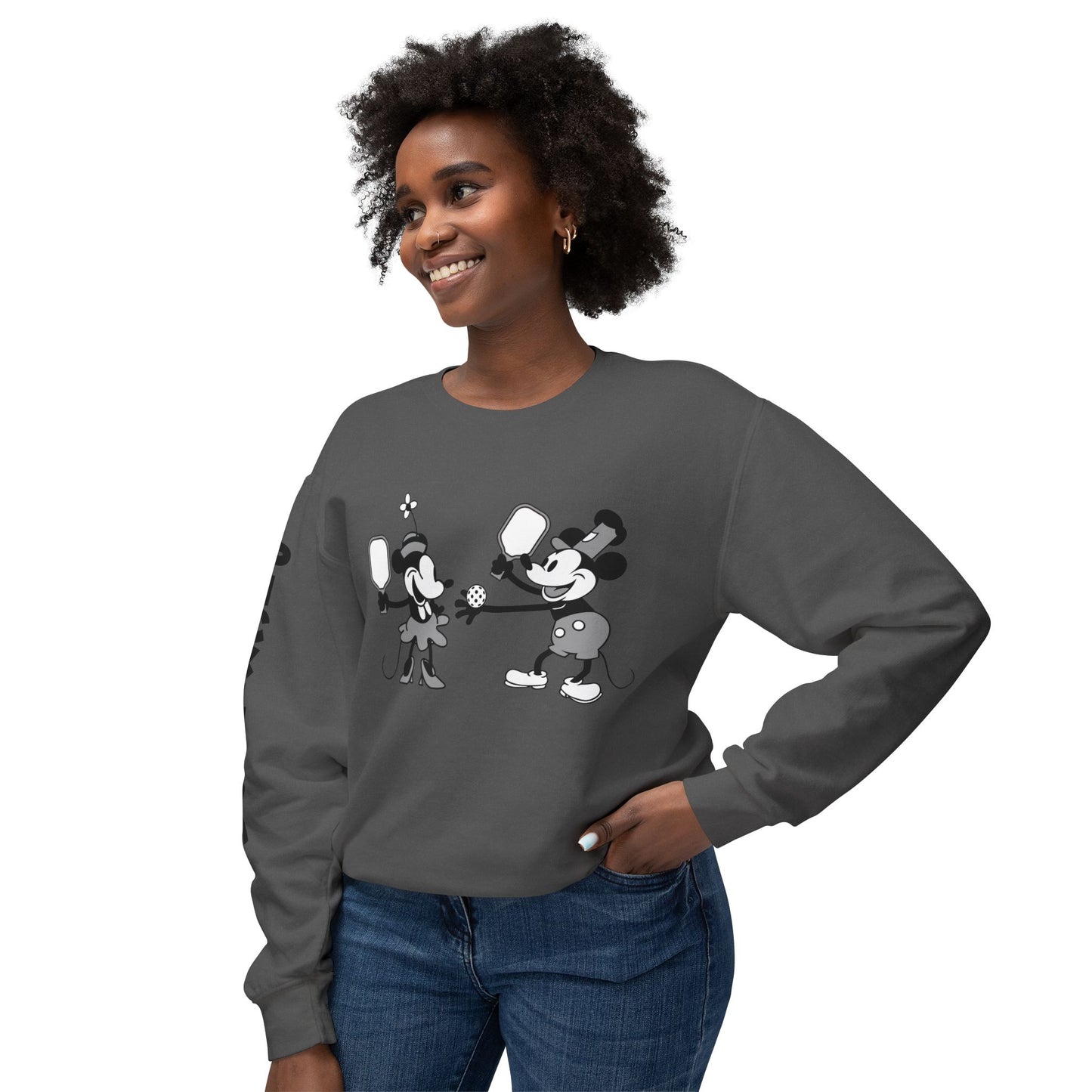 Steamboat Mickey Pickleball Game Unisex Lightweight Crewneck Sweatshirt