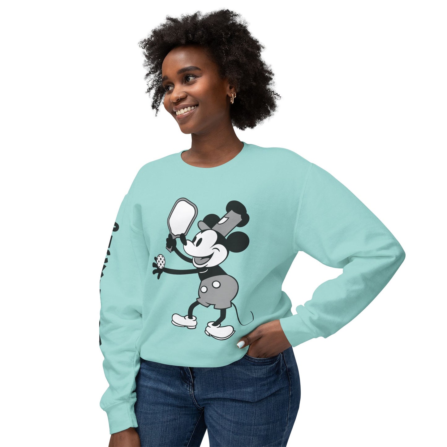 Steamboat Mickey Pickleball Unisex Lightweight Crewneck Sweatshirt
