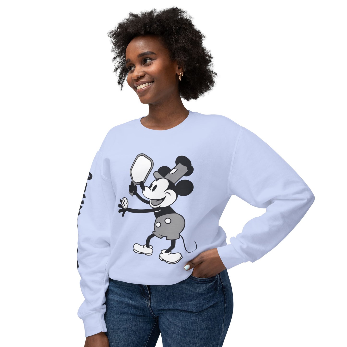 Steamboat Mickey Pickleball Unisex Lightweight Crewneck Sweatshirt