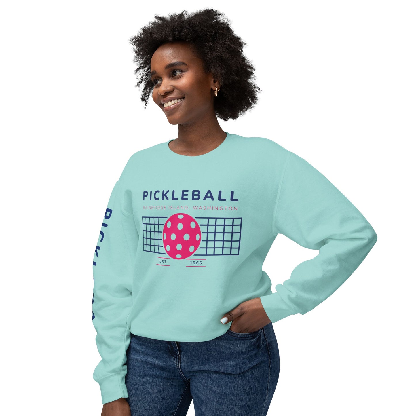 1965 Pickleball Ball & Net Unisex Lightweight Crewneck Sweatshirt