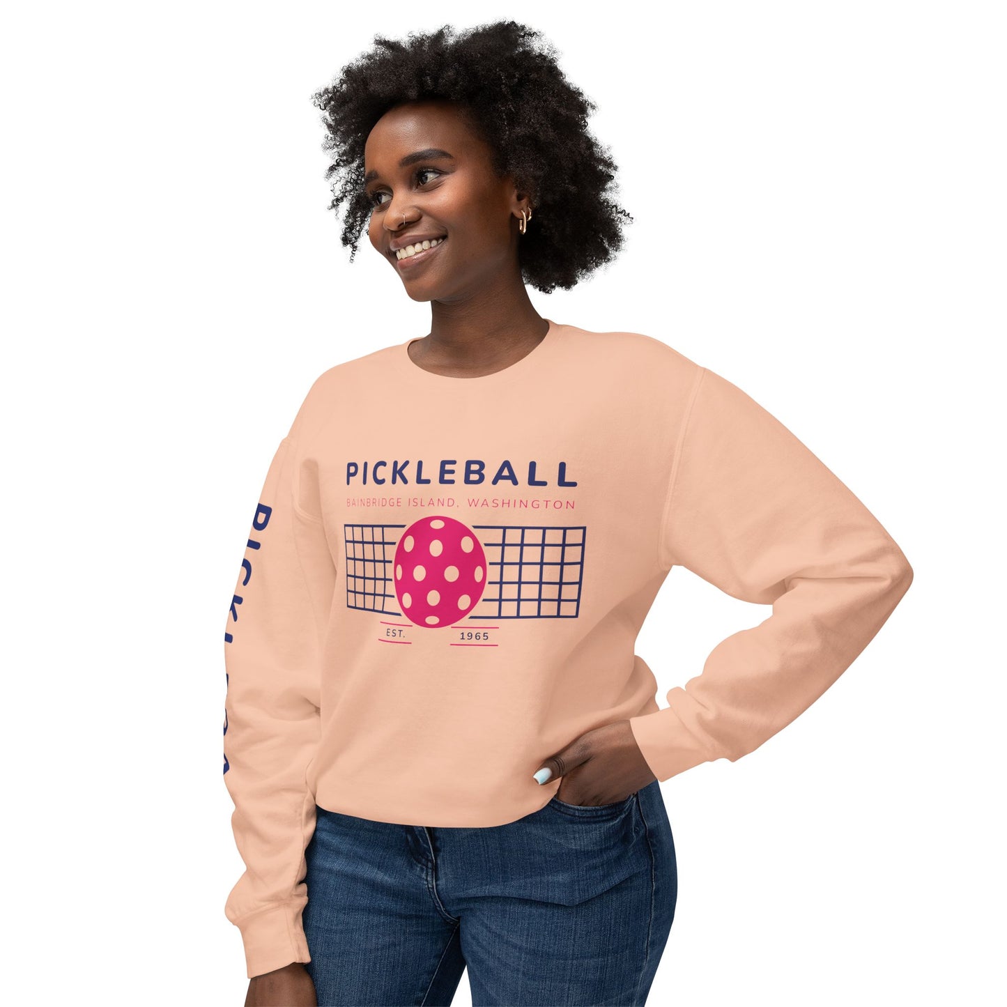 1965 Pickleball Ball & Net Unisex Lightweight Crewneck Sweatshirt