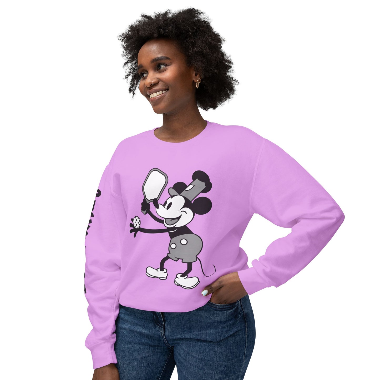 Steamboat Mickey Pickleball Unisex Lightweight Crewneck Sweatshirt