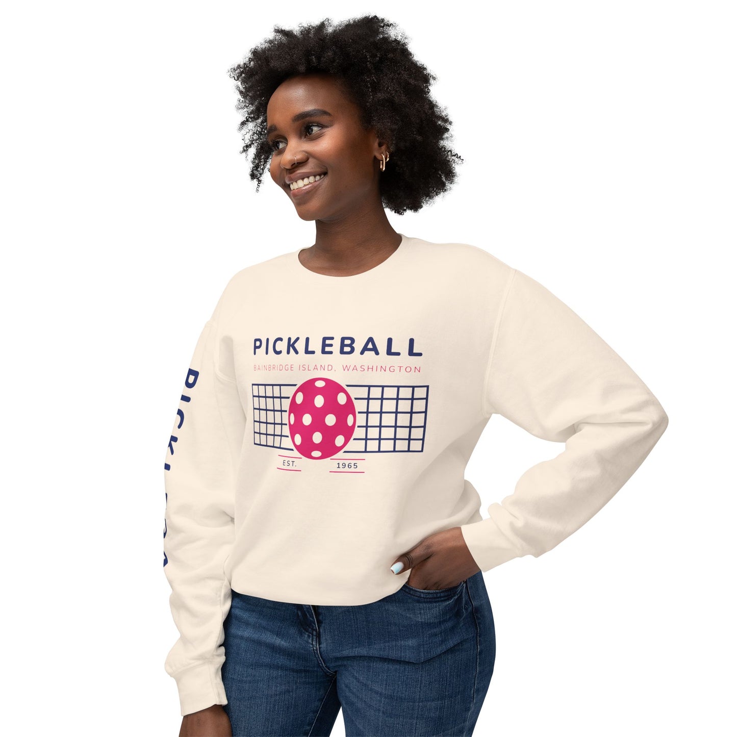 1965 Pickleball Ball & Net Unisex Lightweight Crewneck Sweatshirt