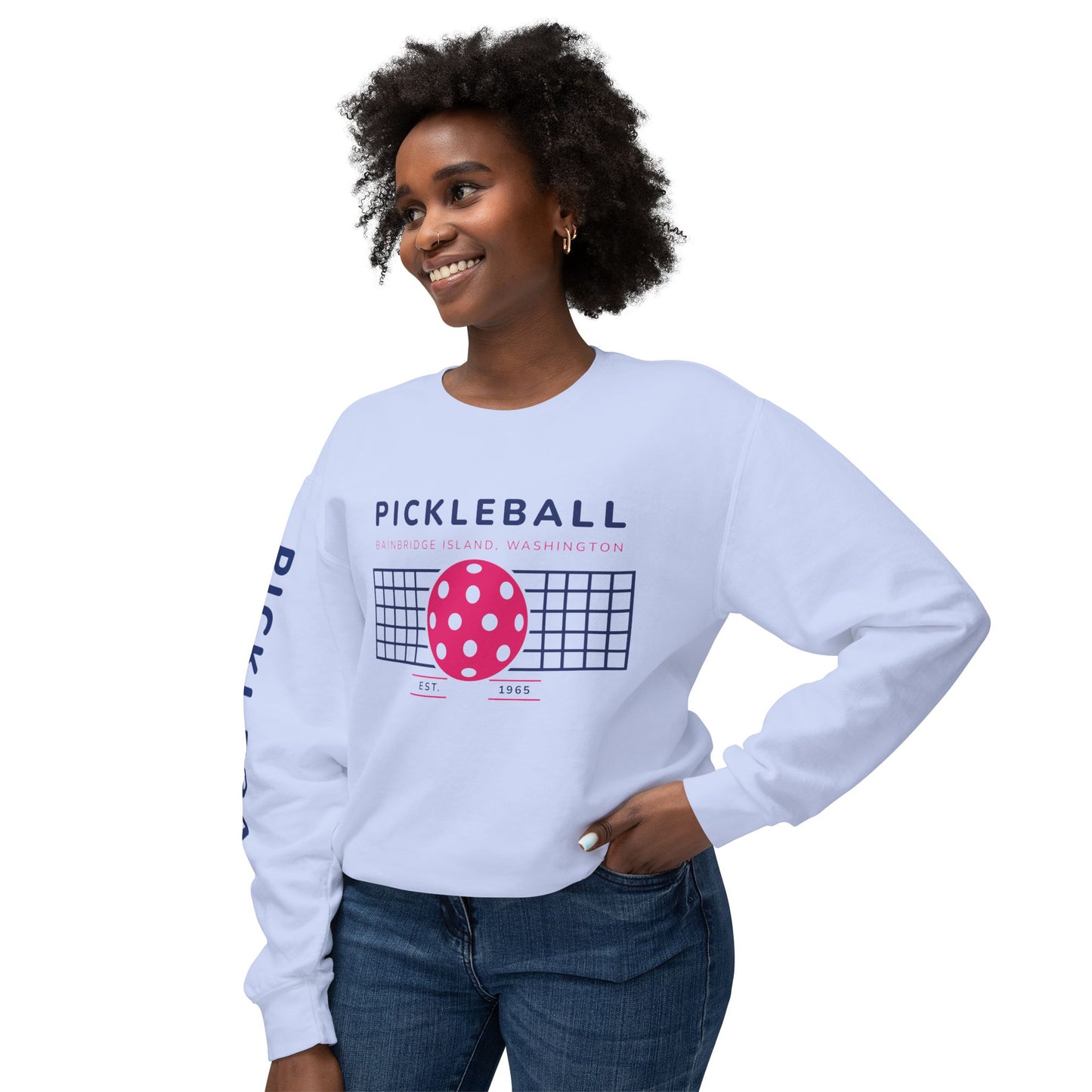 1965 Pickleball Ball & Net Unisex Lightweight Crewneck Sweatshirt