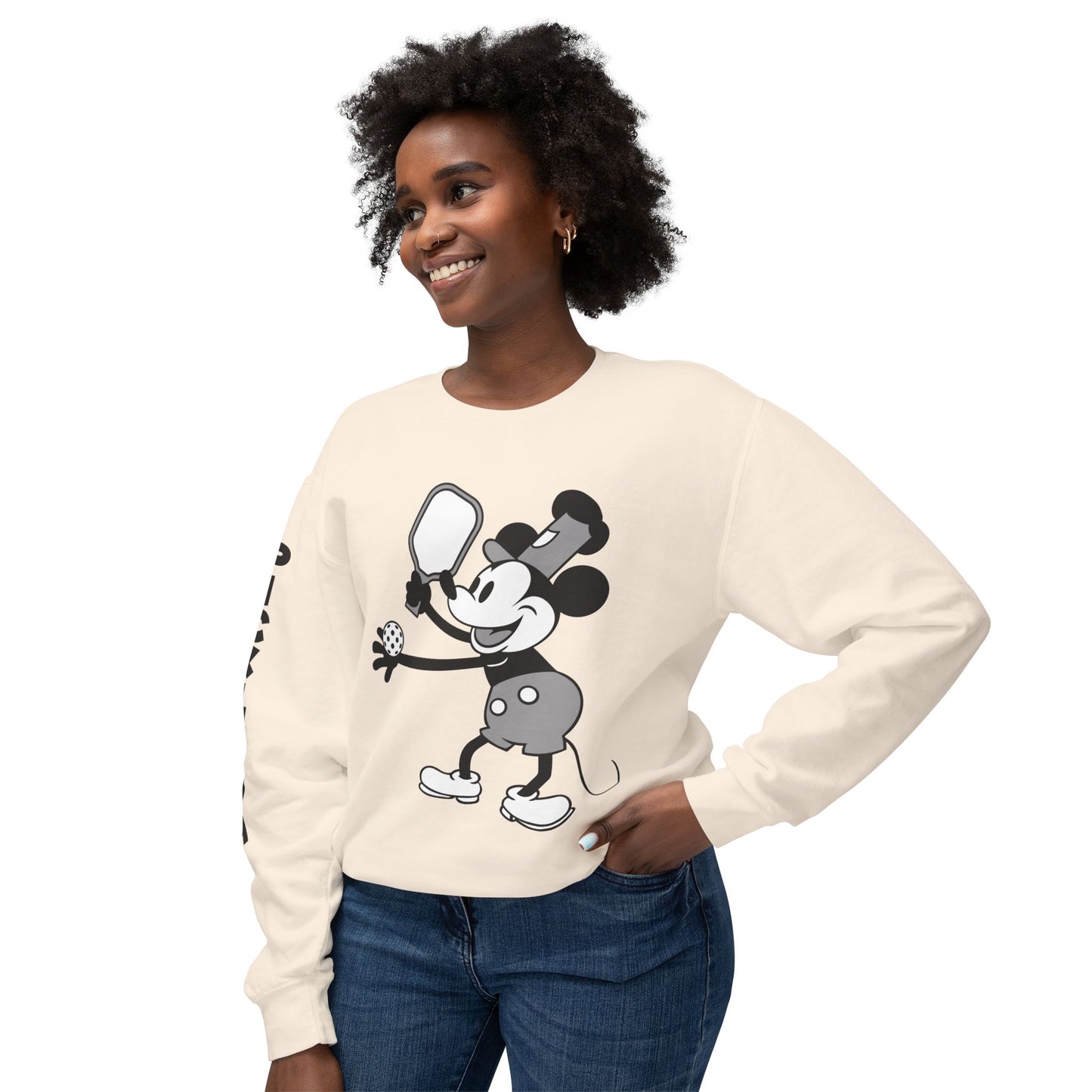 Steamboat Mickey Pickleball Unisex Lightweight Crewneck Sweatshirt