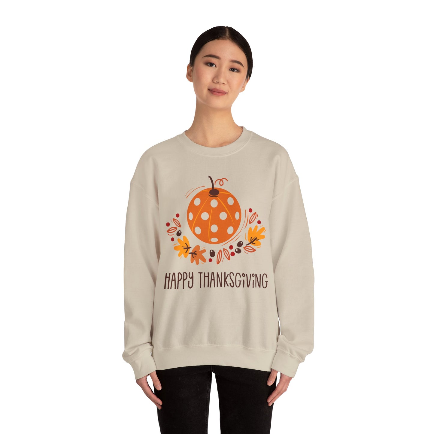 Pickleball Pumpkin Happy Thanksgiving Unisex Heavy Blend™ Crewneck Sweatshirt