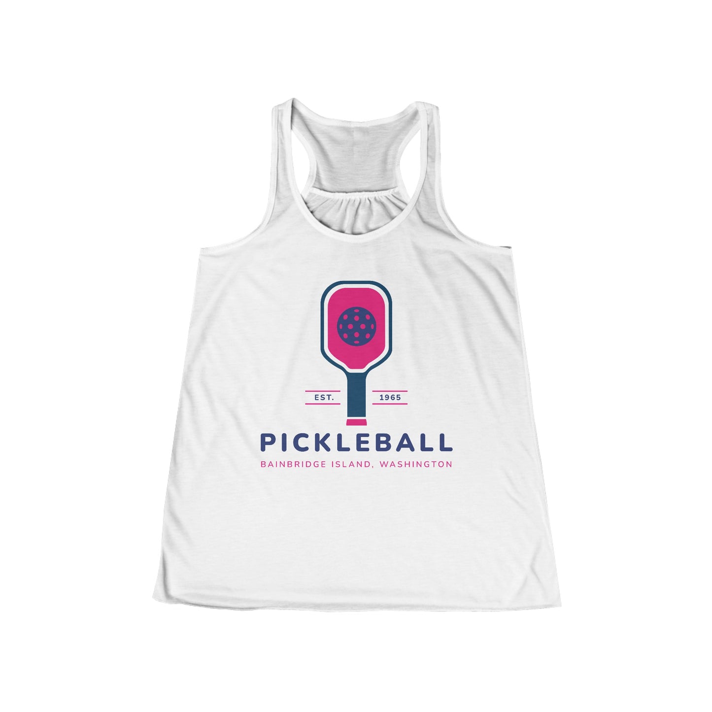 1965 Pickleball Pink Paddle Women's Flowy Racerback Tank