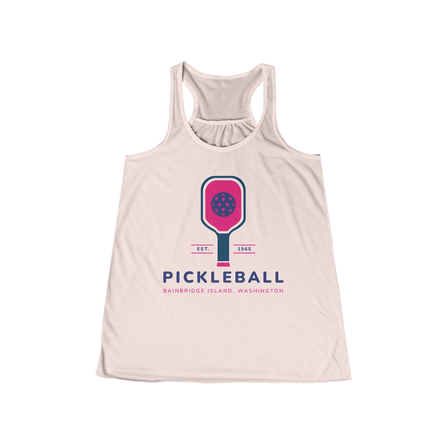 1965 Pickleball Pink Paddle Women's Flowy Racerback Tank