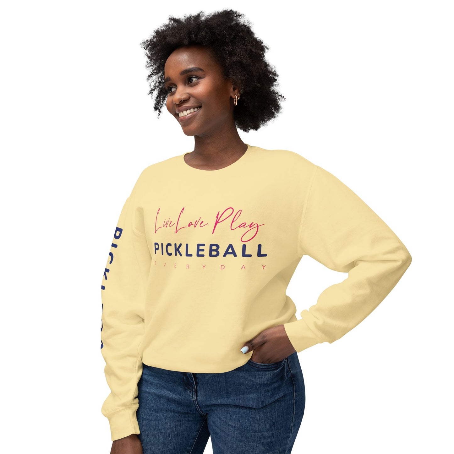 Live Love Play Pickleball Everyday Unisex Lightweight Crewneck Sweatshirt