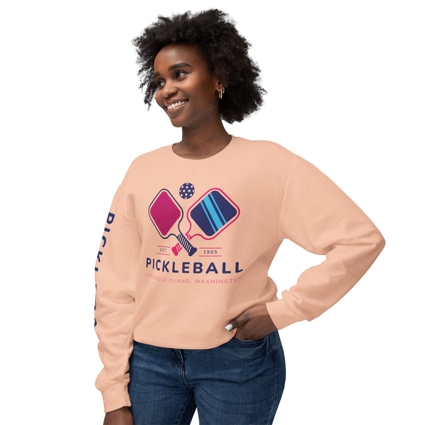 1965 Pickleball Double Paddles Unisex Lightweight Crewneck Sweatshirt