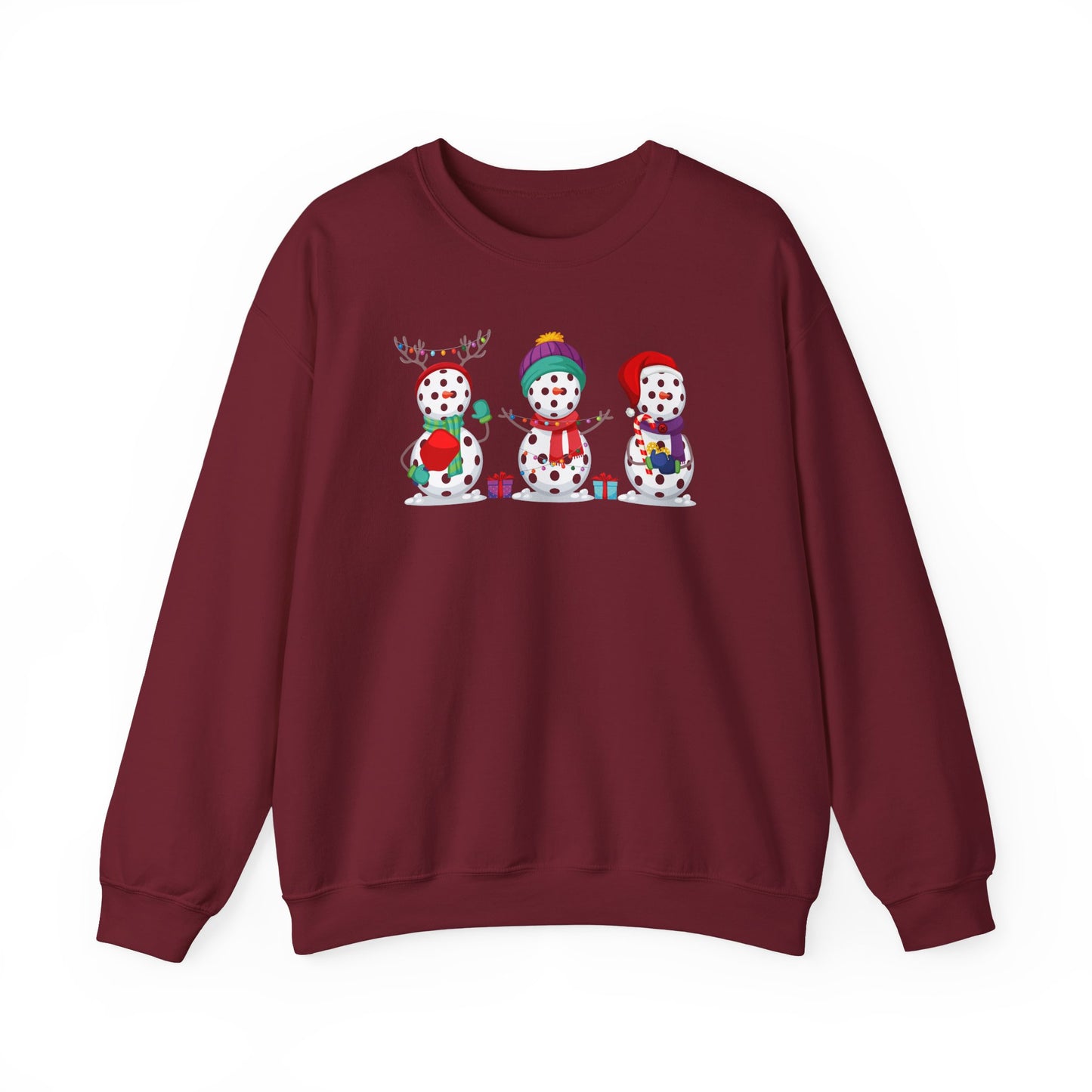 Pickleball Snowman Trio Unisex Heavy Blend™ Crewneck Sweatshirt