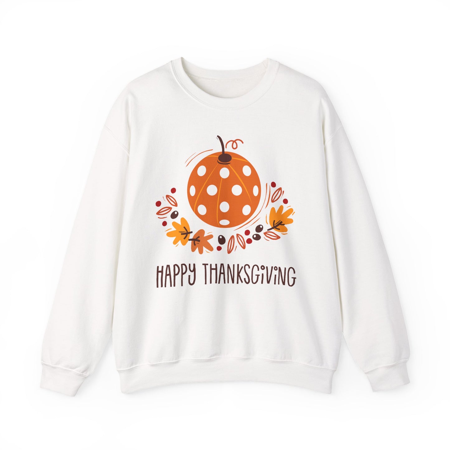 Pickleball Pumpkin Happy Thanksgiving Unisex Heavy Blend™ Crewneck Sweatshirt