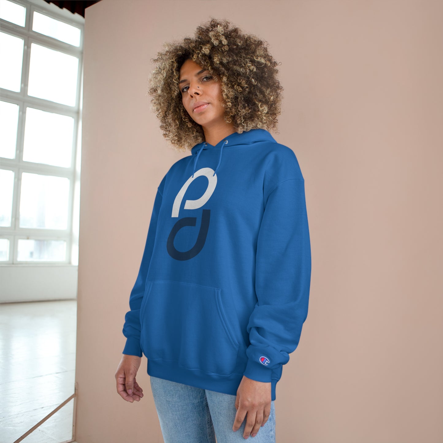 PD Pickleball Blues III – White Blue Champion Hoodie