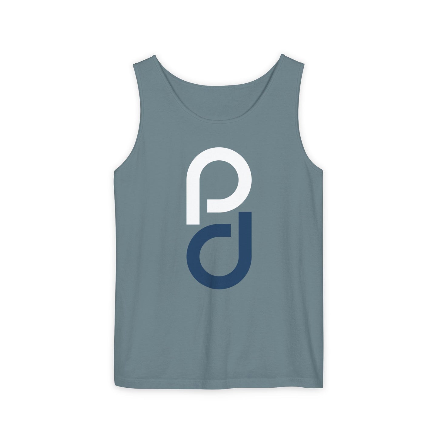 PD Pickleball Blues III – White Blue Unisex Garment-Dyed Tank Top