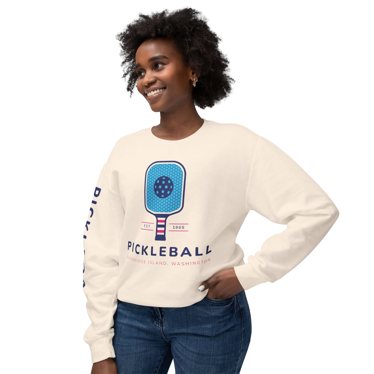 1965 Pickleball Blue Paddles Unisex Lightweight Crewneck Sweatshirt