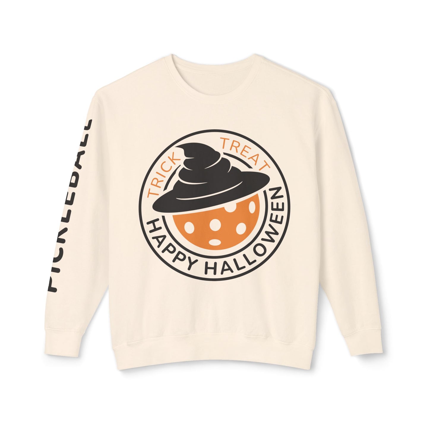 Pickleball Halloween Pumpkin Unisex Lightweight Crewneck Sweatshirt