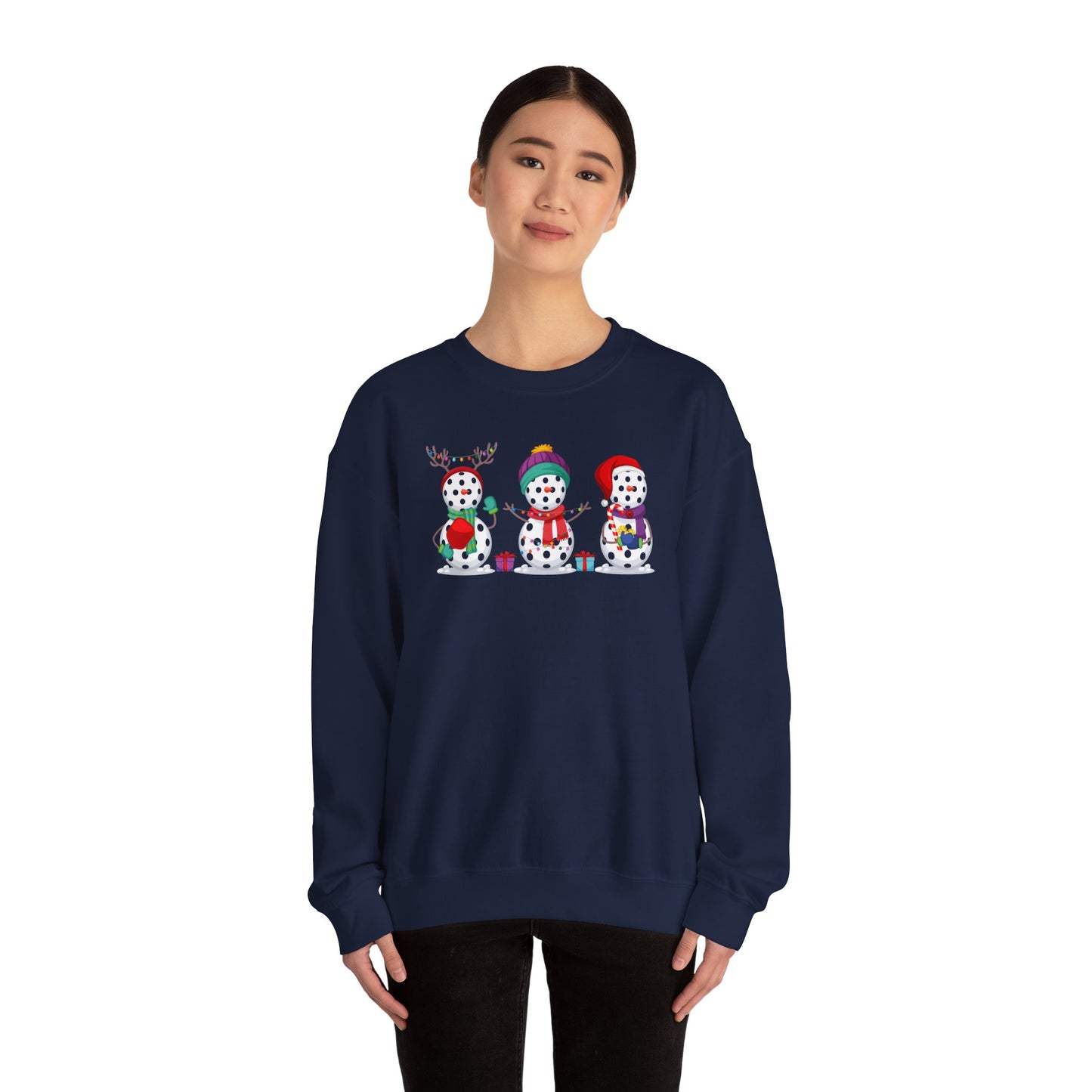 Pickleball Snowman Trio Unisex Heavy Blend™ Crewneck Sweatshirt