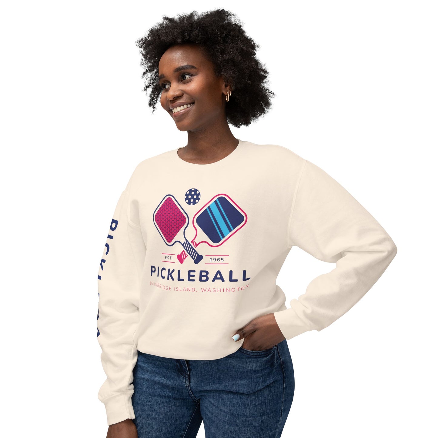 1965 Pickleball Double Paddles Unisex Lightweight Crewneck Sweatshirt