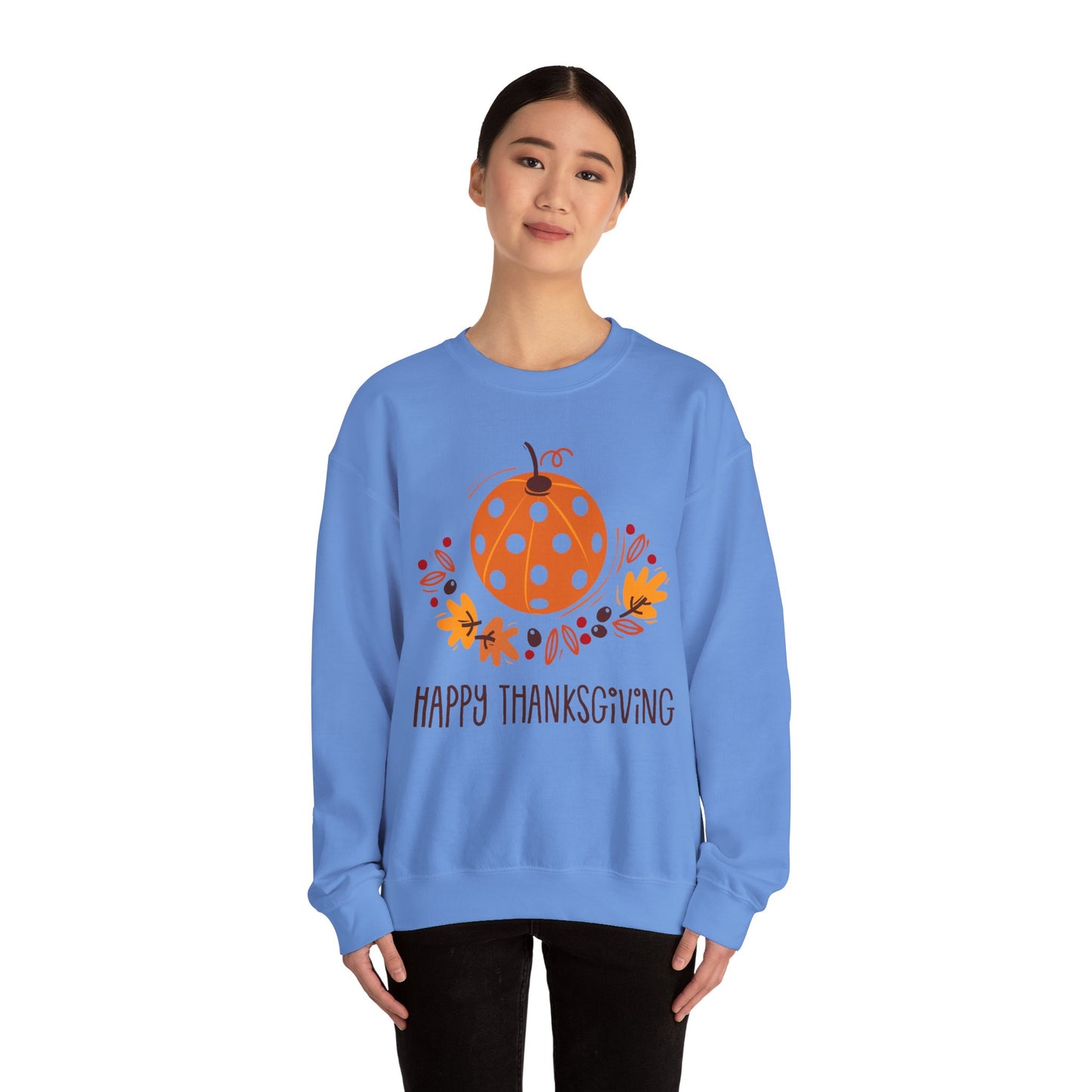 Pickleball Pumpkin Happy Thanksgiving Unisex Heavy Blend™ Crewneck Sweatshirt