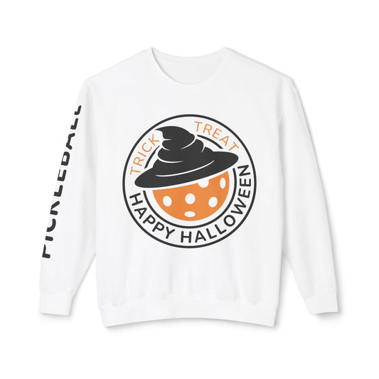 Pickleball Halloween Pumpkin Unisex Lightweight Crewneck Sweatshirt