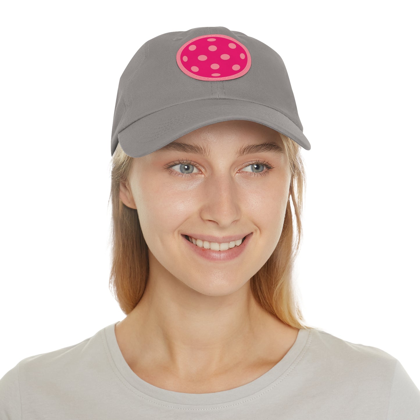 1965 Pink Pickleball Ball I Hat with Leather Patch (Round)