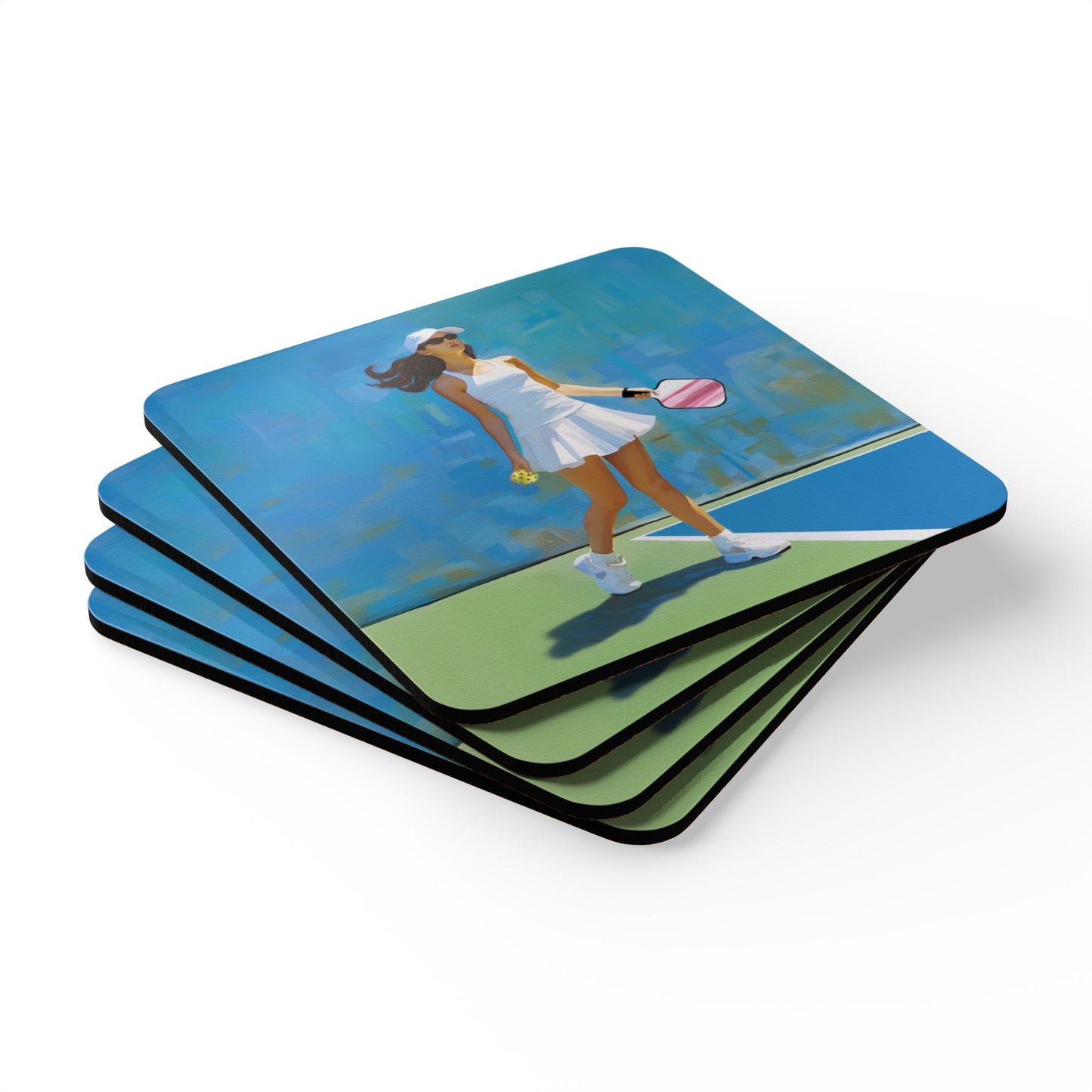 Pickleball "Courtside" Limited Edition Corkwood Coaster Set